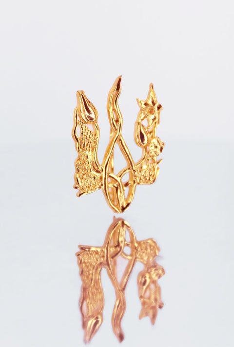 Brooch “Blossoming Trident” (gold)