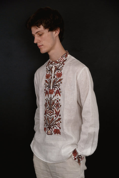 Men’s shirt with traditional embroidery “Kylymok”
